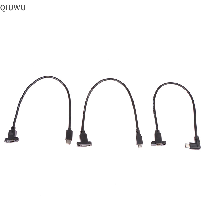 Qiuwu Micro Type USB 3.1 Đầu nối nam sang Type-c USB 3.1 Cáp nối dài nữ 17mm có vít Bảng điều khiển lỗ gắn 0,3m.