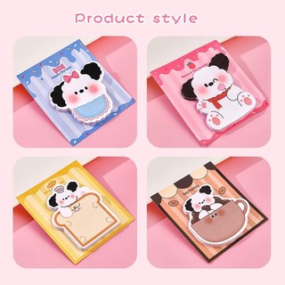 HIGHVIEWLS 30 tờ Notepad, Ghi chú dính hoạt hình Puppy, Miếng ghi nhớ văn phòng phẩm di động