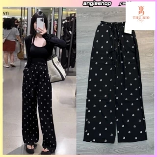 Quần nữ dáng suông trendy hoạ tiết đẹp lưng chun, Quần xuông nữ lưng chun hoạ tiết chữ CHỜ NEO Siêu Xinh-shopthubio98