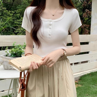 Áo Thun Nữ tiểu thư Cổ Tròn Form Ôm Body Dáng babytee Lỡ Bấm