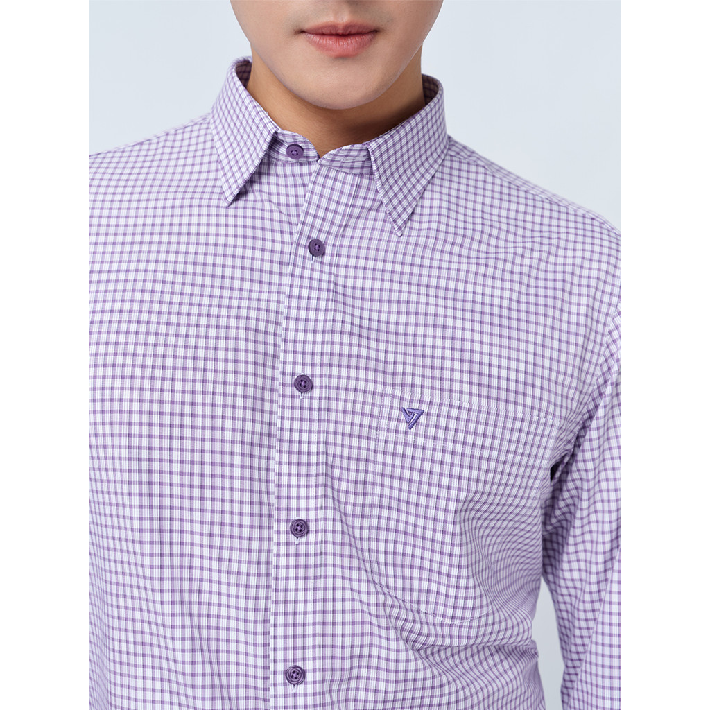 Sơ mi dài tay vạt tròn VIETTIEN vải sợi hoa hồng phom REGULAR VT00000337