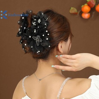 Kudosation Nữ Lưới Hoa Ngọc Trai Cua Tóc Vuốt Nữ Cô Gái Tính Khí Thời Trang Mũ Đen
