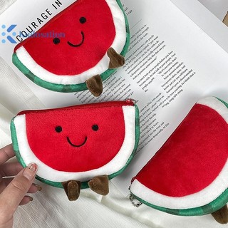 Kudosation Dễ Thương Sáng Tạo Mềm Mại Sang Trọng Dây Kéo Tiền Xu Hoạt Hình Dưa Hấu Sundry Túi Đựng Tai Nghe Di Động Túi Bảo Quản Quà Tặng
