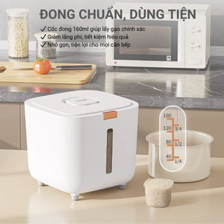 Thùng Đựng Gạo Thông Minh 5kg 10kg 15kg Nắp Kín Tự Động Chống Côn Trùng, Chống Ẩm Mốc