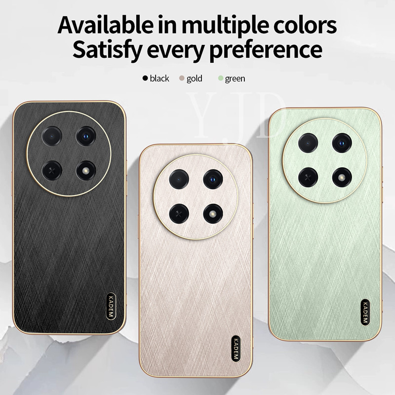 Ốp Lưng Cho Huawei Nova 13i 12i Da Lụa Vàng TPU Mạ Điện Khung Chống Rơi Vỏ Điện Thoại