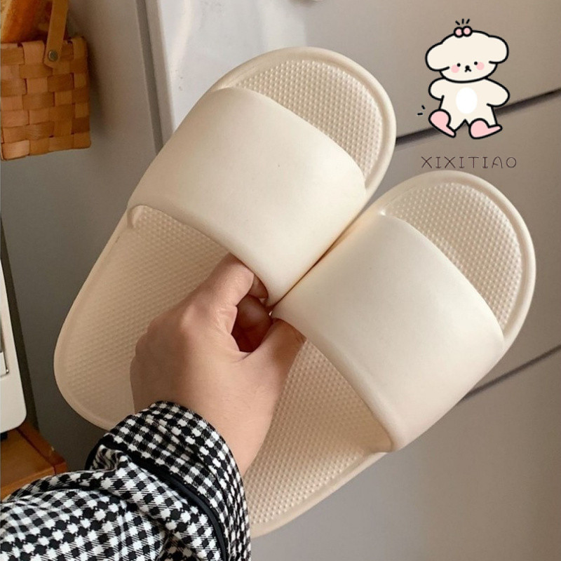 Xixitiao Dép Sandal Đế Bằng Mùa Hè Ngoài Trời Phong Cách Mới Mềm Mại Waxy Dép Nam Nữ Đơn Giản Màu Trơn Thoải Mái Bước Trên Shit Thường Ngày