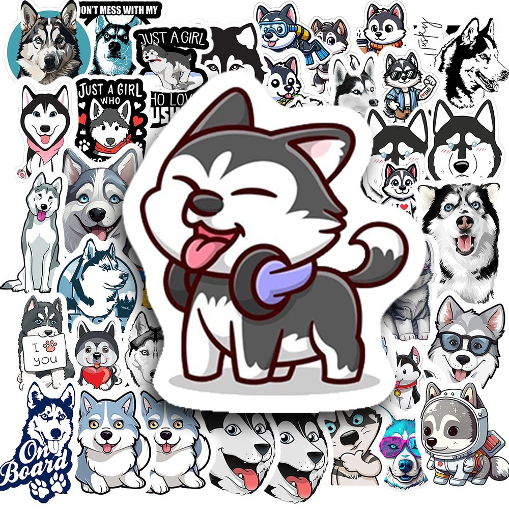 Bộ Sticker - 50 Nhãn Dán Hình Chó Husky - Chống Thấm Nước Trang Trí Đa ...