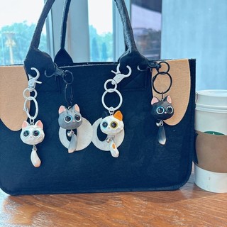 Mắt Lớn Đầu Mèo Móc Khóa Dễ Thương Tinh Tế Đầu Mèo Mặt Dây Chuyền Túi Phụ Kiện