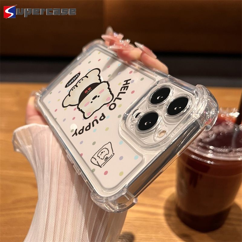 Ốp Điện Thoại Polka Dot Puppy Dễ Thương Cho Samsung Galaxy S25 Edge S24 S23 S22 S21 S20 Ultra FE S10 Lite S10E S9 S8 Plus + 5G 4G Vỏ Chống Rơi Bốn Loại Vỏ Mềm Trong Suốt