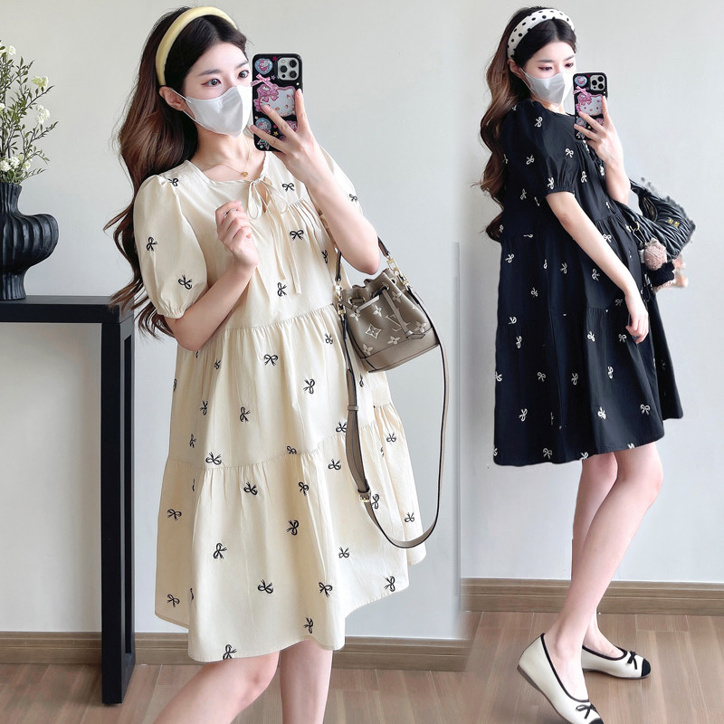 Váy bà bầu thời trang mùa hè thêu hợp thời trang Mẹ bà bầu