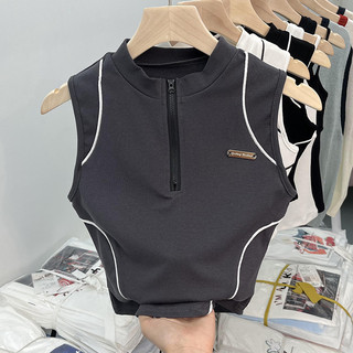 Phong cách croptop cô gái  phong cách polo cổ áo tăng cổ áo nữ mùa hè ngắn tương phản đầu xương cá