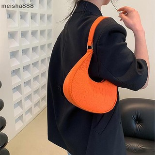 Meisha888 Màu Kẹo Thiết Kế Cao Cấp Kết Cấu Nách Túi Xách Túi đeo dưới cánh tay Nỉ Cho Nữ Túi Subaxillary Ví Túi Lưỡi Liềm