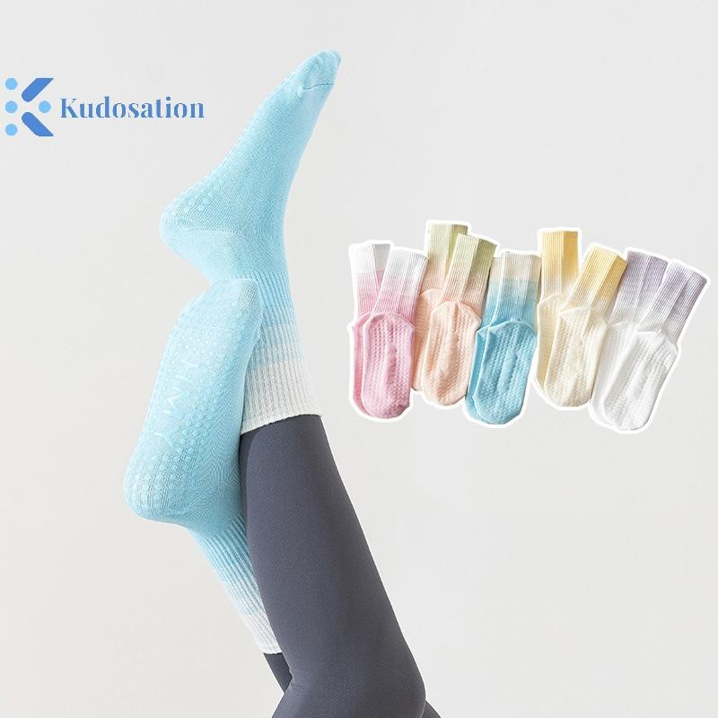 Kudosation Tất Tập Yoga Giữa Ống Chải Cotton Chống Trơn Trượt Sàn Silicon Thể Dục Lati Nữ Thể Dục Nhảy Tất Thể Thao