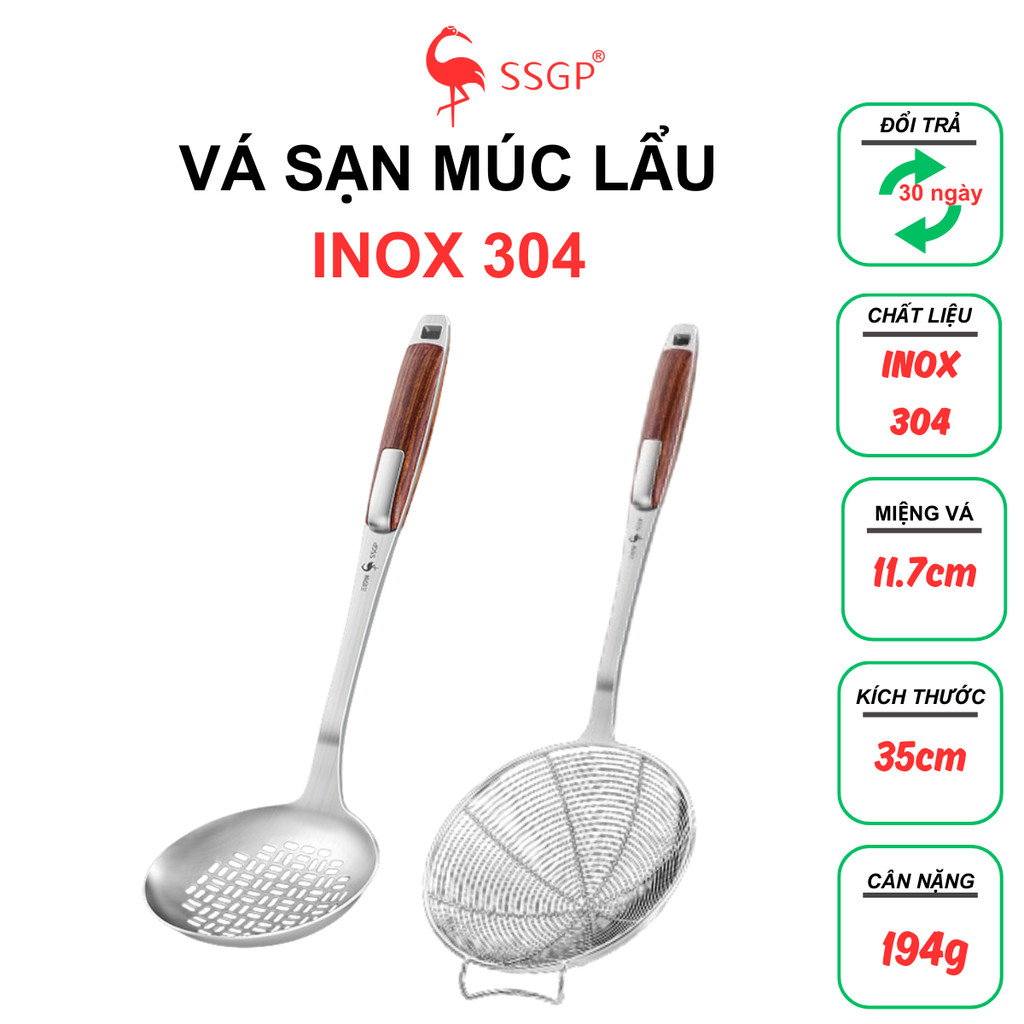 Vợt vớt Elegant inox 304 SSGP  SS11803 thìa canh, muỗng lẩu muôi canh horeca nhà hàng