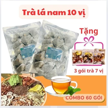 Trà Lá Nam 10 vị 30 gói tặng 30 gói :Lá seᵰ, xạ đen, lạc tiên, giảo cổ lam, hoa nhài, cỏ ngọt, lá vối, lá ổi,...