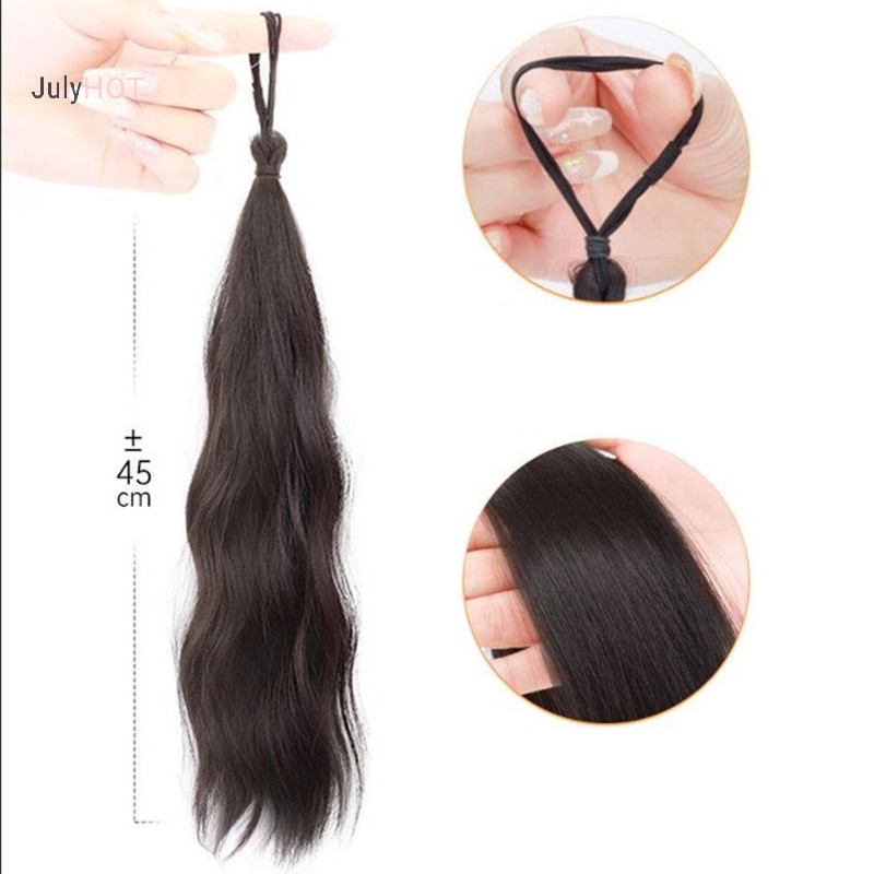Julyhot Sóng Dài Đuôi Ngựa Nữ Tổng Hợp Tóc Giả Với Dây Cao Su Xoăn Thẳng Đuôi Ngựa Nối Dài Co Giãn Vòng Tóc Massivedeals