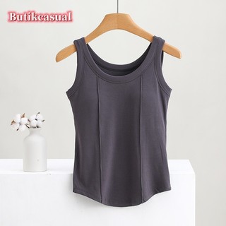Phụ Nữ Miếng Lót Áo cotton Áo Ngực Không Áo Sơ Mi Nữ Ren Thoải Mái Đồng Bằng Xe Tăng Áo Không Tay Mùa Hè 2024 Áo Cổ Tròn Mỏng Áo Thường Ngày