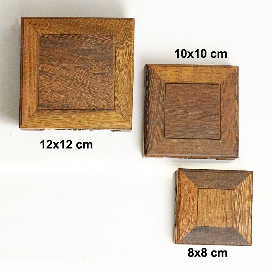 Đế Gỗ, Đôn Gỗ Vuông Bằng Gỗ Tự Nhiên Dùng Kê Chậu Bonsai, Lư Hương Xông Trầm, Tượng Gốm