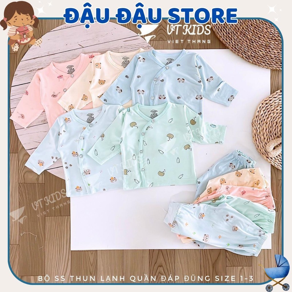 Set 3/5 Bộ Dài Tay Màu VT Thun Lạnh Petit cho bé sơ sinh chất mềm mịn thoáng cho bé 0 - 9 tháng DL04 Đậu Đậu Store