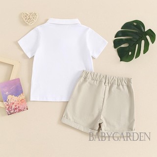 Baga-1-5 Tuổi Trẻ Em Bé Trai Mùa Hè 2 Bộ Áo Sơ Mi Tay Ngắn + Và Quần Short Màu Trơn Quần Áo Cho Bé
