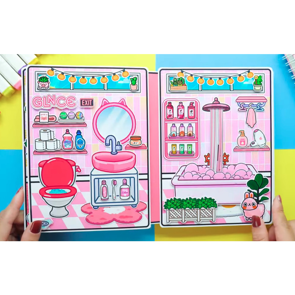 Đồ chơi giấy ngồi nhà búp bê, đồ chơi giấy tocaboca Ngôi nhà của tocaboca samsam, ngôi nhà kuromi