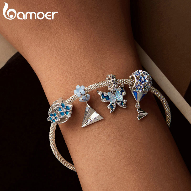 Bamoer 925 Sterling Sliver Charm Bướm Mặt Dây Chuyền Phụ Kiện Series Cho Vòng Tay
