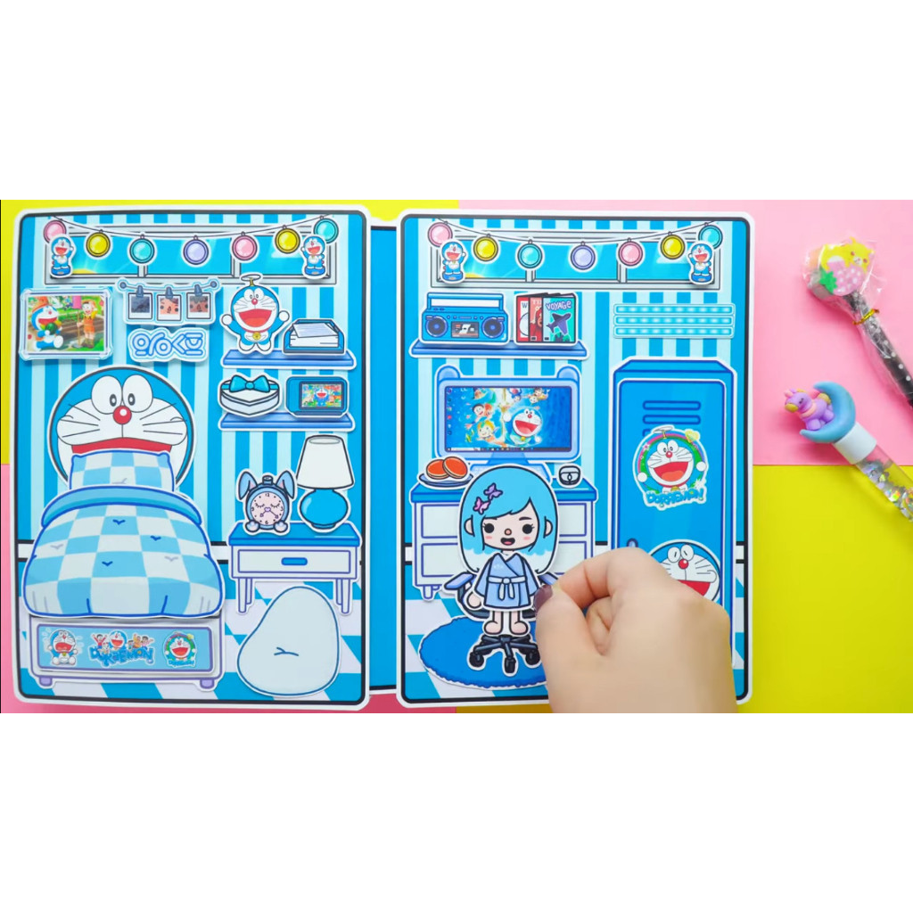 ĐỒ CHƠI NGÔI NHÀ BÚP BÊ GIẤY CẮT THỦ CÔNG DIY - Ngôi nhà của bé  Doraemon House In Quiet