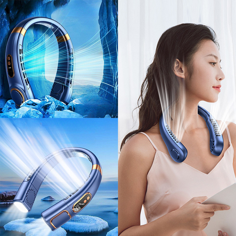 Quạt cổ nâng cấp màn hình LED thông minh Quạt sạc USB quạt cổ nhỏ gió mạnh quạt cầm tay quạt thể thao