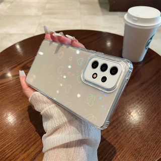 S26 Ốp Điện Thoại Acrylic Cho Samsung Galaxy A57 A56 A55 A54 A37 A36 A35 A34 S25 S24 S23 Ultra Plus Laser Love Gradient Thiết Kế Trong Suốt Vỏ Điện Thoại Túi Khí Bốn Góc