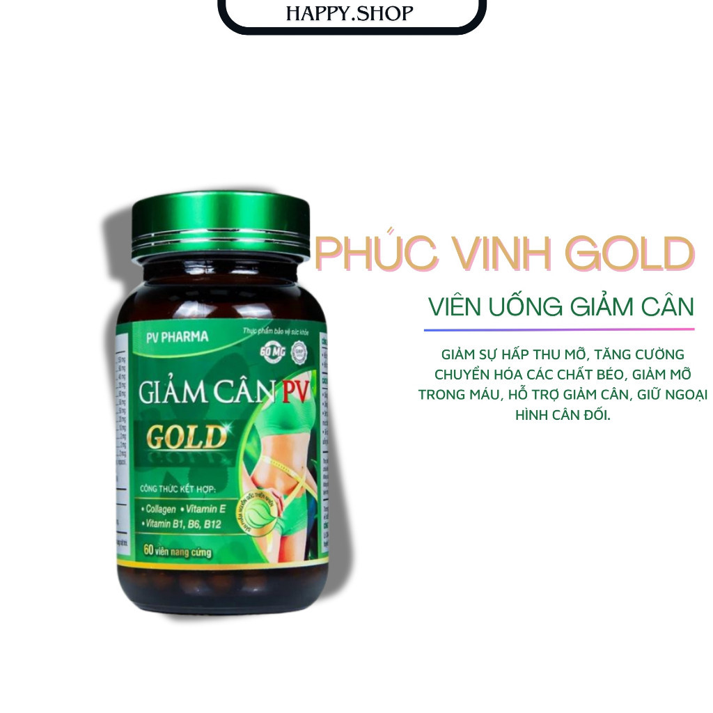 Viên uống giảm cân cấp tốc PV GOLD PHÚC VINH (C/60V) hỗ trợ giảm cân hiệu quả Dược Phúc Vinh 60 Viên