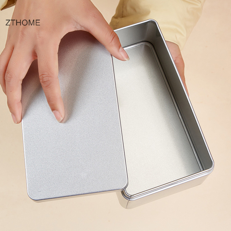 Zthome Mini Tinplate Kim Loại Hình Chữ Nhật Sắt Lưu Trữ Vuông HOT