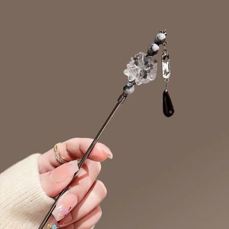 Mauropoli [Sẵn Sàng] Kẹp Tóc Tua Rua Mực Phong Cách Trung Hoa Mới Nữ Phong Cách Cổ Điển Bước Lắc Kẹp Tóc Hiện Đại Đơn Giản Kẹp Tóc Mũ Đội Đầu Cao Cấp