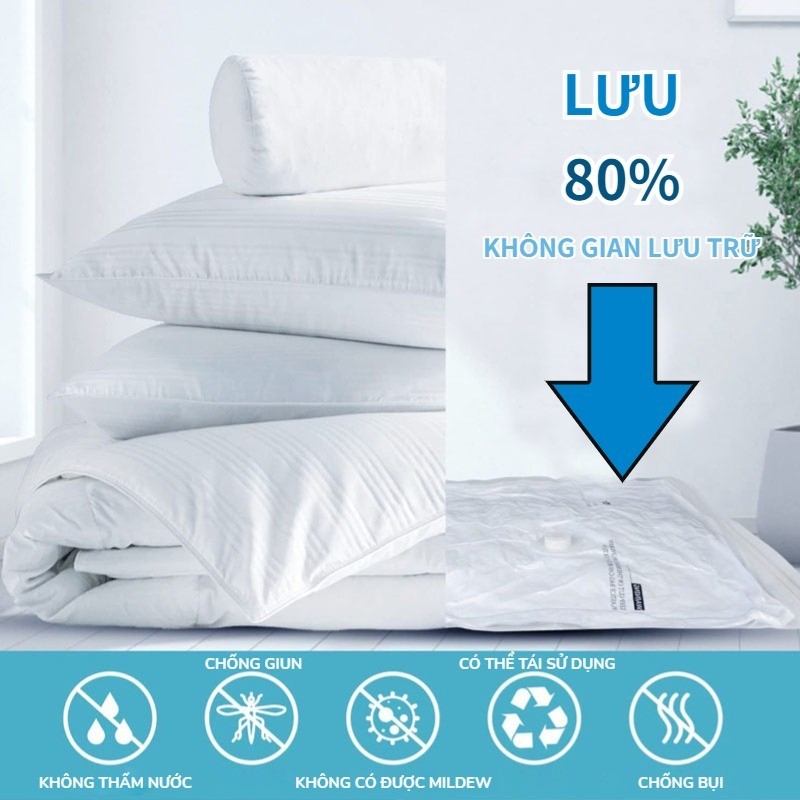 Túi Lưu Trữ Chân Không, Túi Nén Du Lịch Có Thể Lưu Lại Không Gian Với Máy Bơm,Chống Ẩm Bảo Quản Chăn Ga Gối Túi
