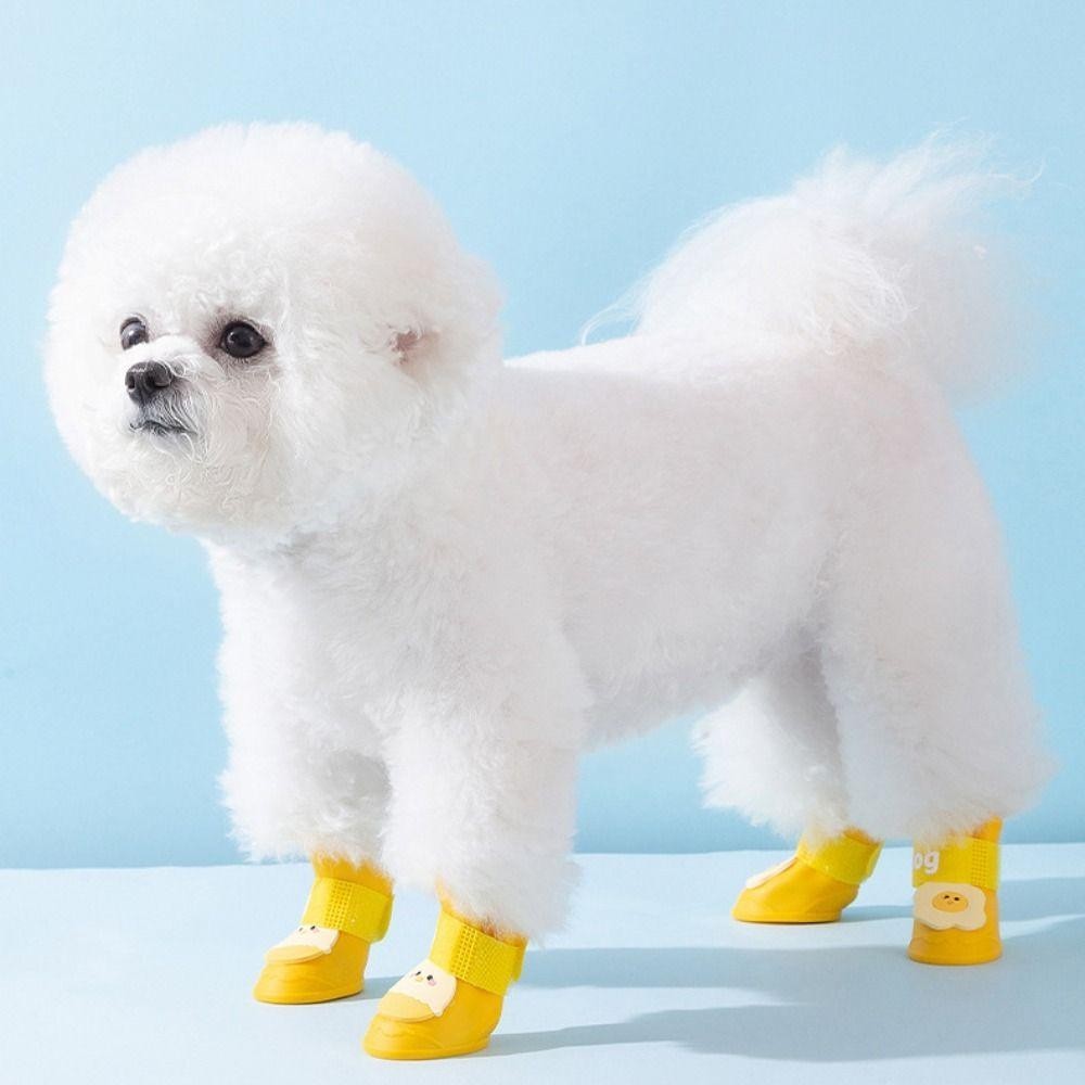 Dayone 4 Cái / bộ Boot Đi Mưa Cho Thú Cưng, Giày Cho Chó Chống Thấm Nước Hoạt Hình, Dễ Thương Chống Trượt Silicone Bảo Vệ Thú Cưng Ngoài Trời