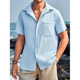 [Plus Size] 130KG Nam Waffle Rời Chống Mài Mòn Bãi Biển Hawaii plus Size Áo Sơ Mi Thoáng Khí