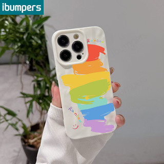 ibumpers Ốp lưng Iphone hàn quốc đơn giản cầu vồng họa tiết nhám Ốp điện thoại mỏng silicone mềm chống sốc cho iphone 15 14 12 13 11 pro max ip 7 8 plus iphon x xs xr xs max