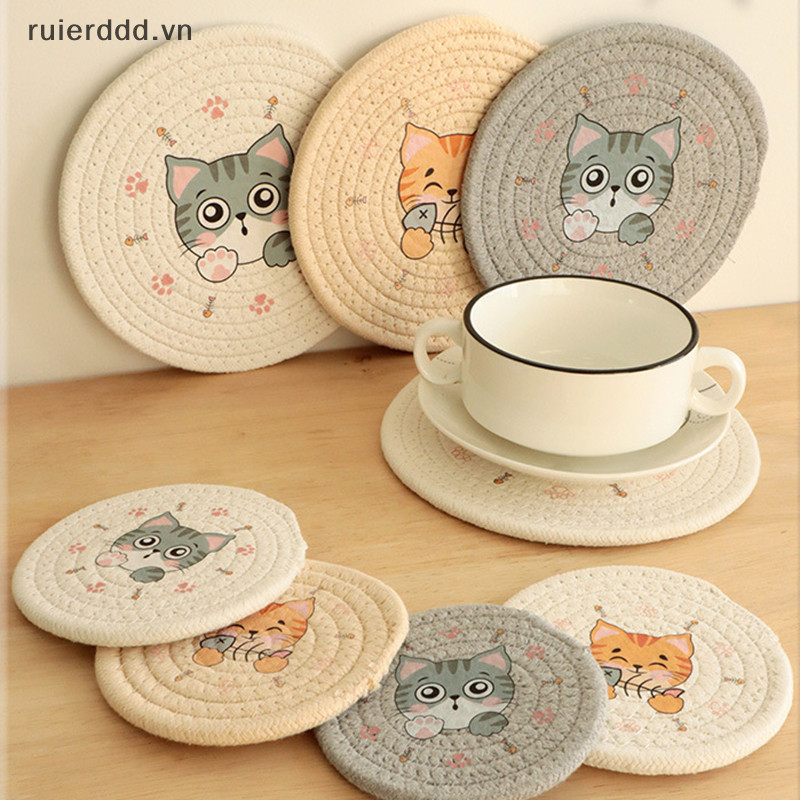 # MỚI # Tấm lót bàn cách nhiệt Tấm lót cốc Thảm trang trí nhà cửa Hoa văn Coaster Trang trí bàn Phụ kiện nhà bếp.