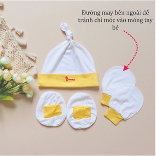 Set mũ vớ bao tay sơ sinh mùa hè chính hãng Bunnybaby chất thun lạnh Modal siêu mát mềm mịn