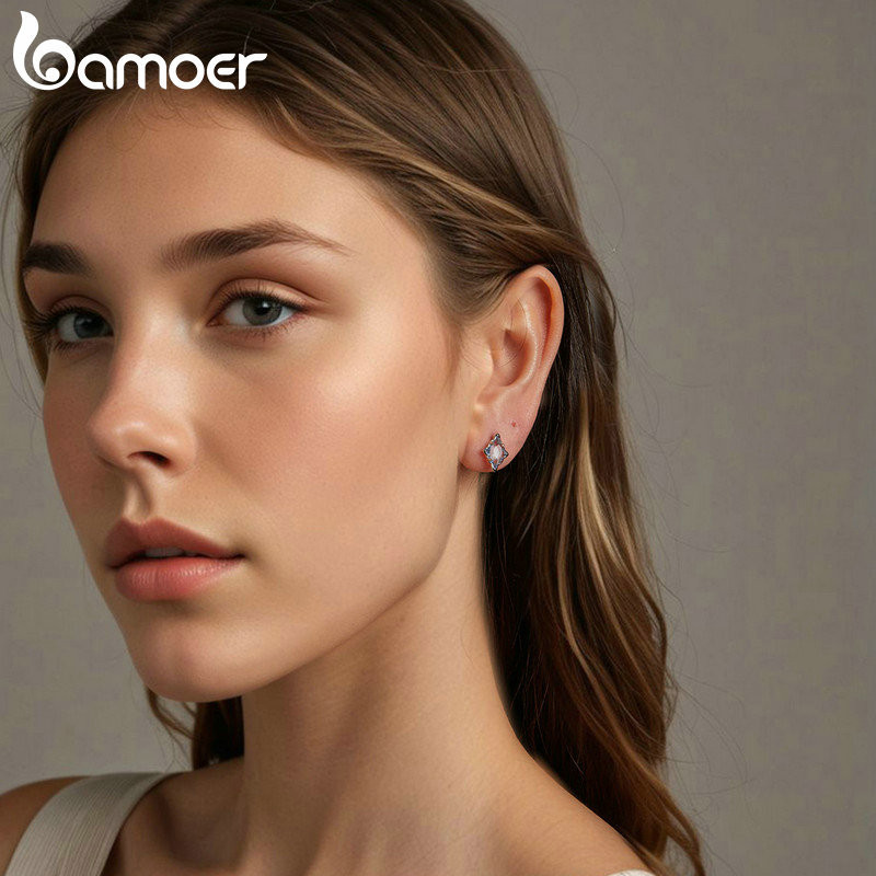 Bông tai bạc Bamoer 925 thiết kế đầy sao Quà tặng trang sức dành cho nữ