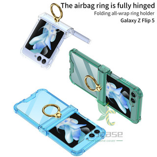 Túi Gasbag Giá Đỡ Vòng Bản Lề Full Giá Đỡ Ốp Lưng Samsung Galaxy Z Flip 6 Z Flip 5 Mềm TPU Trong Suốt Vỏ Gấp Chống Va Chạm Bốn Góc
