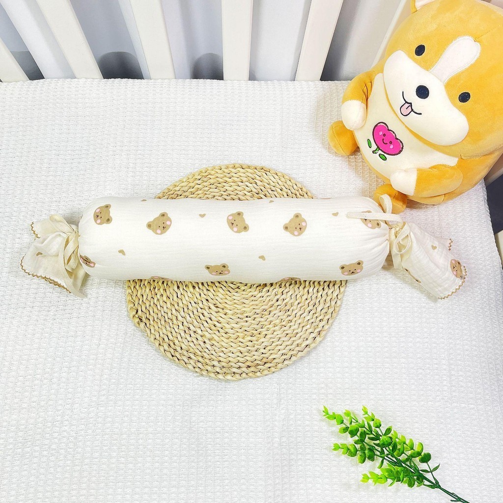 Gối ôm cho bé, gối ôm hình kẹo từ xô muslin kết hợp với ruột bông kháng khuẩn, vỏ có thể tháo rời BNC01 Voi Gối Ngủ