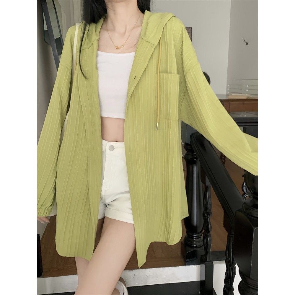 Áo sơ mi nữ dáng rộng có mũ phong cách trẻ trung năng động hottrend mùa hè hàng QC XIMIMI SP161