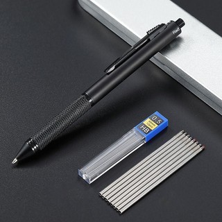 Bút bi 3 màu HOBBYIN, Bút đa chức năng cảm biến trọng lực 4 trong 1, Loại ép kim loại chất lượng cao 0.5mm Bút chì cơ học Văn phòng trường học