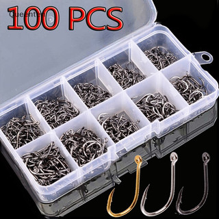 Queenten 100 Chiếc Móc Câu Bộ Thép Carbon Đơn Vòng Tròn Câu Cá Bay Câu Cá Jip QT