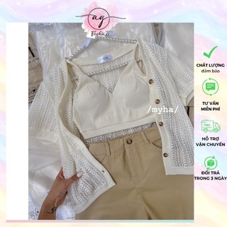 SET 3 MÓN MÙA HÈ: ÁO LƯỚI + ÁO LÓT TRONG + QUẦN SHORT NÂU AG.FASHION