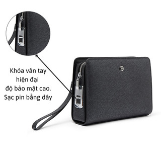 Túi Clutch nam khóa vân tay da bò cao cấp chính hãng FTTLeather, ví cầm tay kẹp nách nhiều ngăn CL36