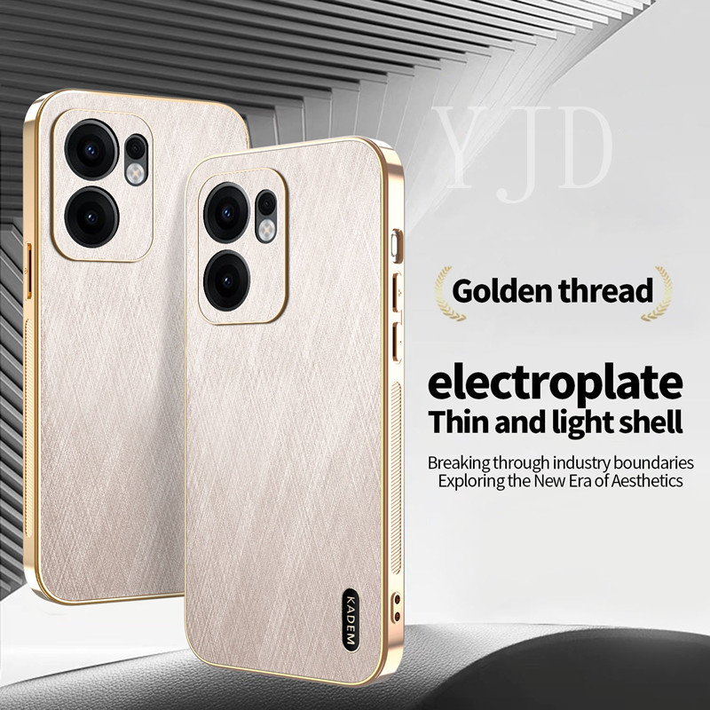 Ốp Lưng Cho OPPO Reno13F Gold Silk Skin TPU Khung Mạ Điện Chống Rơi Vỏ Điện Thoại