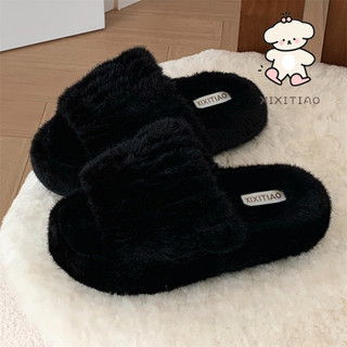 Xixitiao Cotton Dép 2024 Phong Cách Mới Màu Trơn Đơn Giản Nữ Thu Đông Thời Trang Bên Ngoài Mặc Nhà
