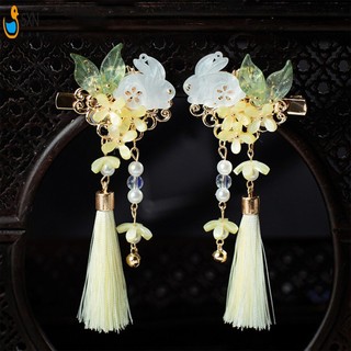 2 Mảnh Nữ Bên Kẹp Tóc Chống Trơn Trượt Tua Rua Handmade Ngọc Thỏ Đồ Trang Trí