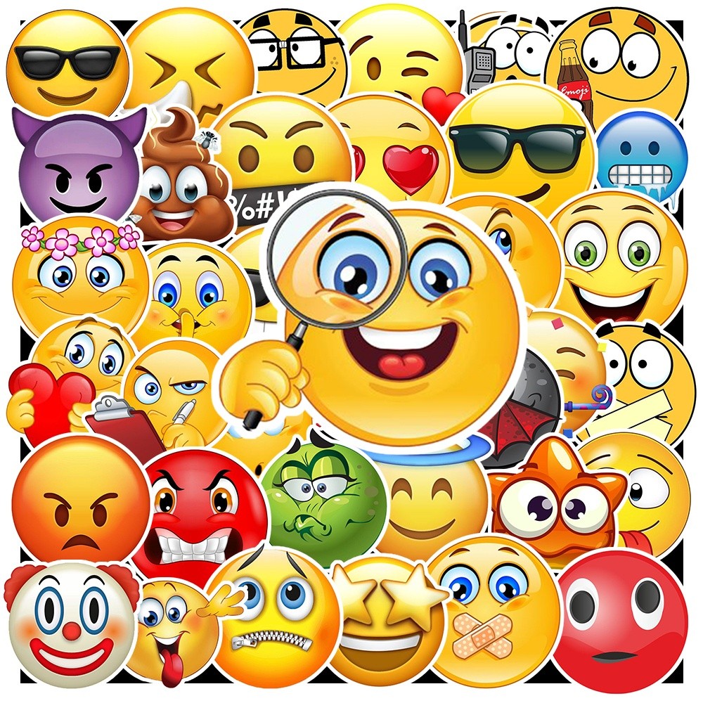 50 Sticker Emoji chống nước sticker dán laptop, điện thoại, đàn guitar, mũ bảo hiểm, vali